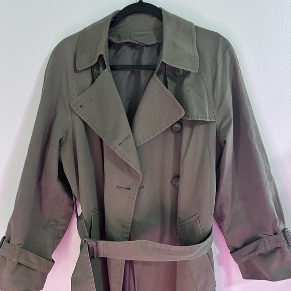 London Fog Olive Trench Coat - Picture 2 of 5